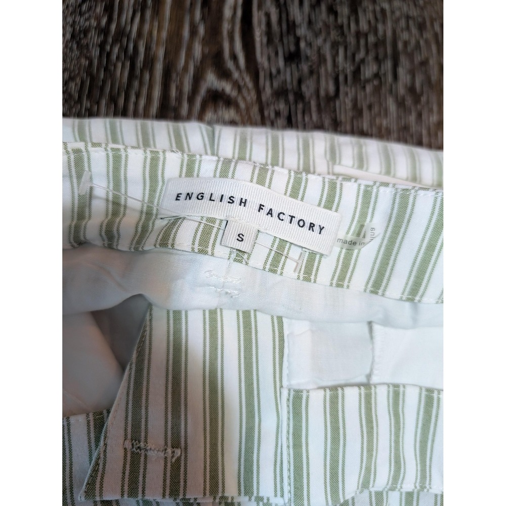 English Factory Pants Womens‎ Small Green White Striped Belted High Rise BH993P - Picture 4 of 7